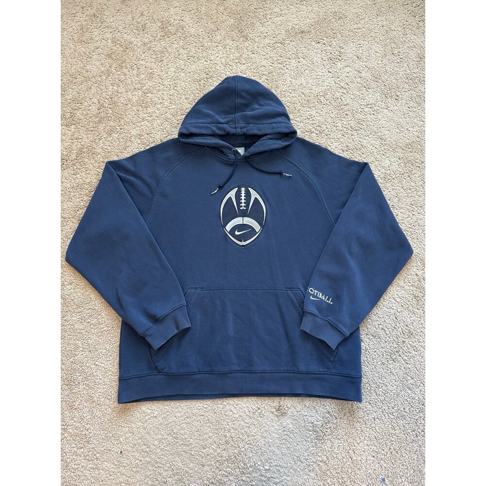 Vintage Nike Football Men’s Navy Blue Hoodie Size Large